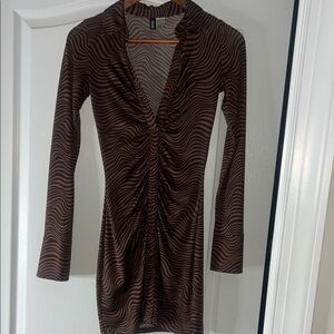 Brown Patterned Dress